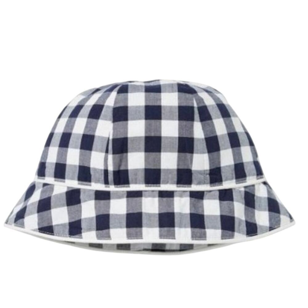 JANIE AND JACK Navy Blue Gingham Plaid Check Bucket Hat Preppy - 6-12 mos - NWT
